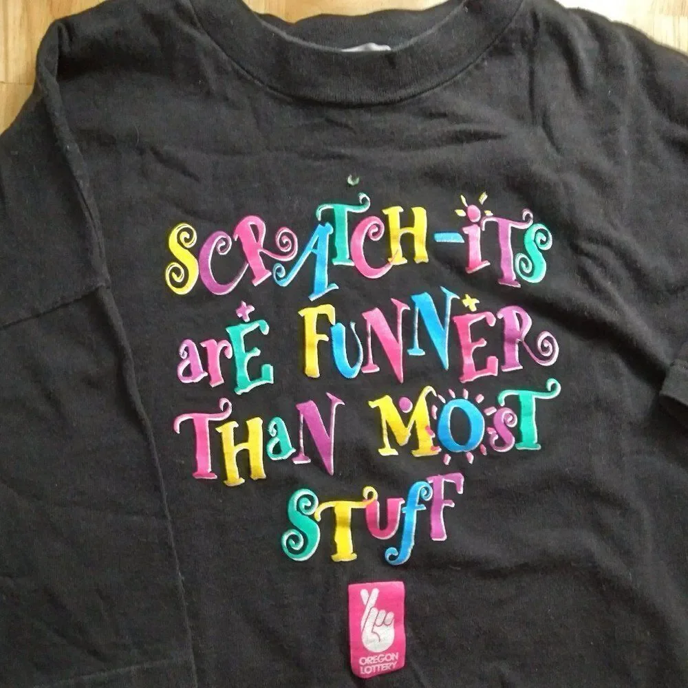Vintage 90s Oregon Lottery Scratch-Its Are Fun T-Shirt